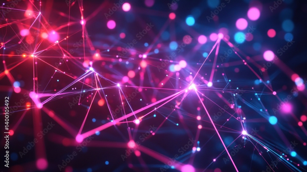Poster abstract network of glowing points and lines