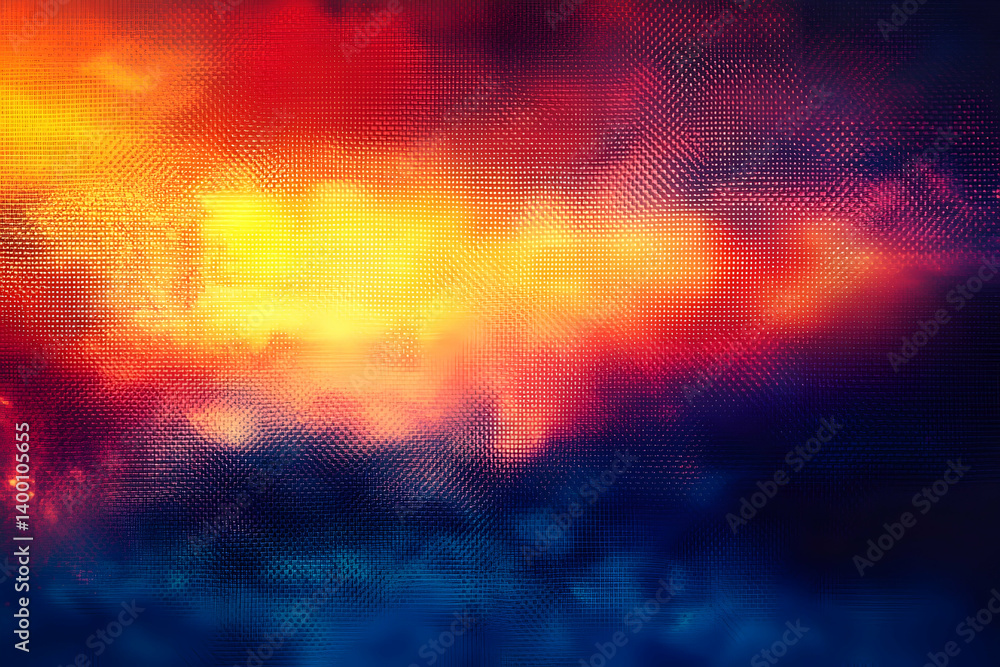 Poster a vibrant abstract display of warm and cool colors with a textured background.