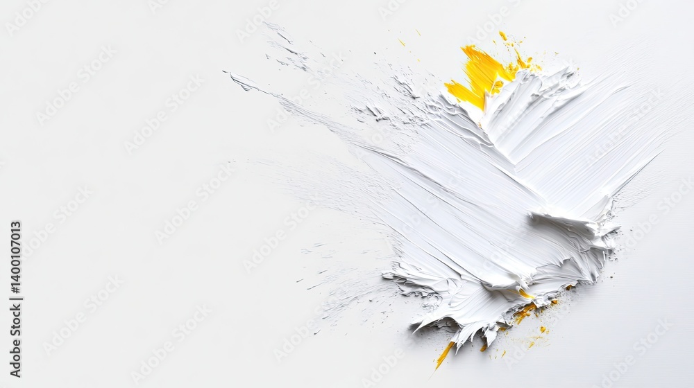 Poster creative yellow and white paint texture on canvas abstract art minimalist design studio setting