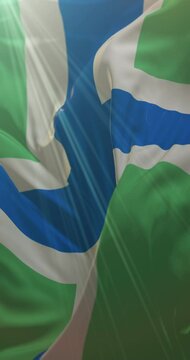 Flag of county of Gloucestershire in South West of England. Loop. 4K Vertical