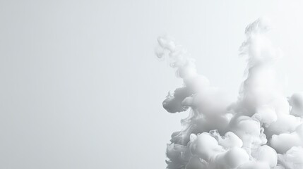Fototapeta premium Dynamic cloud formation rising from a white background artistic image minimalist environment