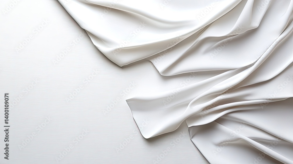 Poster elegant white drapery display on soft background textile art composition minimalist design style