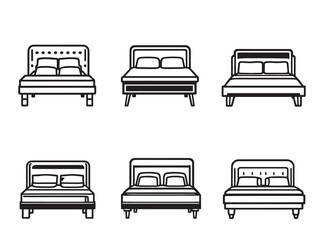 Platform Bed Black Line Icons