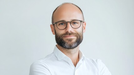 Fototapeta premium Professional business portrait of a smiling man on white background modern style confident expression