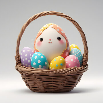 Colorfull easter basket with eggs