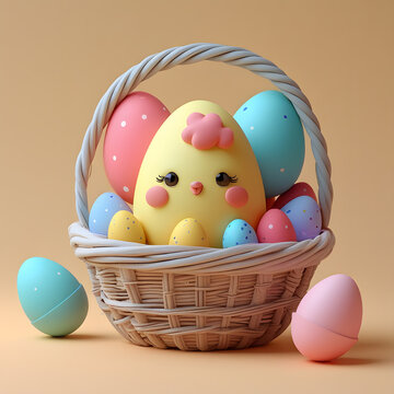 easter basket with eggs