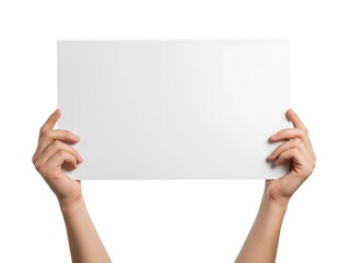 Person Holding Up Clear White Card for Text