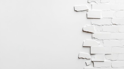 Breaking white brick wall texture interior design concept minimalist space clean perspective