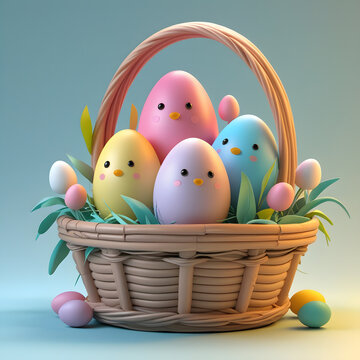 easter eggs in basket