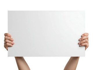 Two Hands Raising Empty Paper Sheet for Message