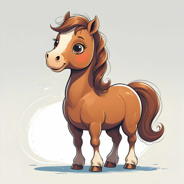 recommend clip art: Brown horse cartoon isolated