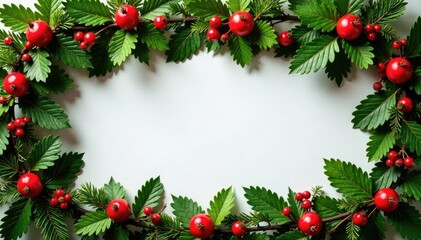 Large golden garland with greenery and berries, festive, garland, decoration