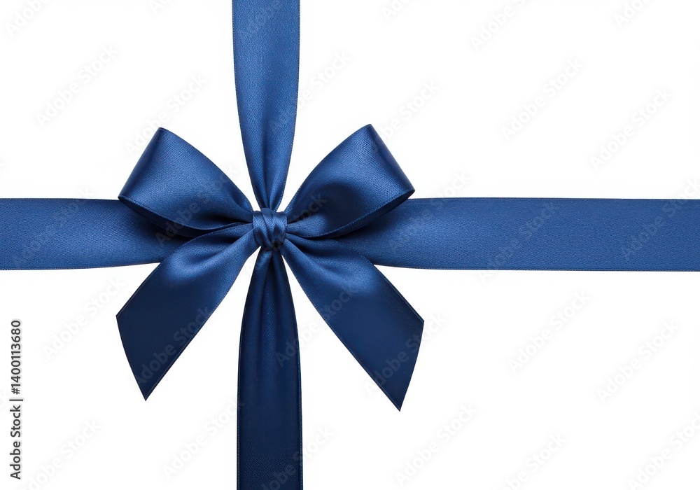 Poster a close up of a blue satin ribbon tied in a bow on a white background creating a simple elegant desi