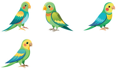 set of colorful Parakeets