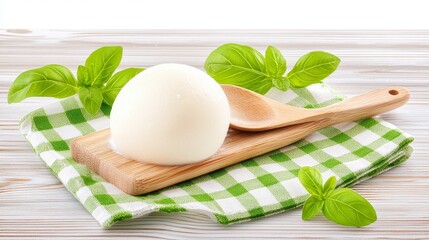 Mozzarella Basil Spoon Wooden Board