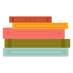 Cozy Book Stack Illustration. Cartoon Handdrawn Books for Study Theme. Colorful Book Stack Illustration