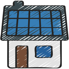 Solar Powered House Icon