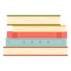 Cozy Book Stack Illustration. Cartoon Handdrawn Books for Study Theme. Colorful Book Stack Illustration