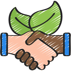 Green Leaves Handshake Icon