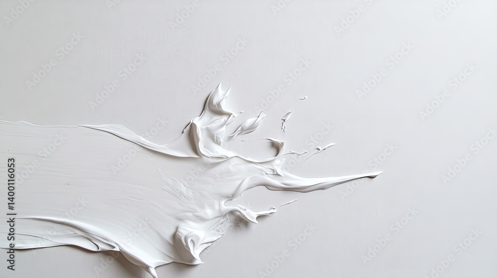 Poster exploring minimalism close-up of white paint application in an artistic studio environment