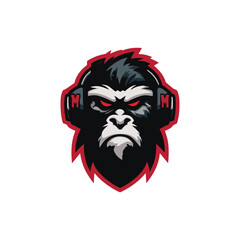 Monkey Music Head Vector Logo esports for gaming