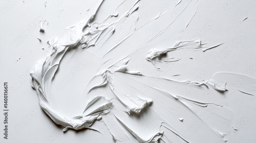Poster dynamic white paint texture application creative studio visual art minimalist setting close-up view