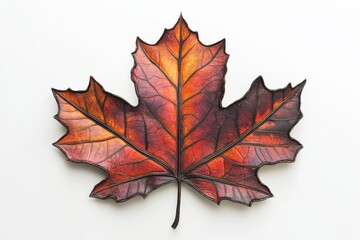 Obraz premium Autumn maple leaf close up on white background