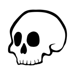 Símbolo pirata. Logo con calavera humana para felicitaciones y tarjetas de Halloween