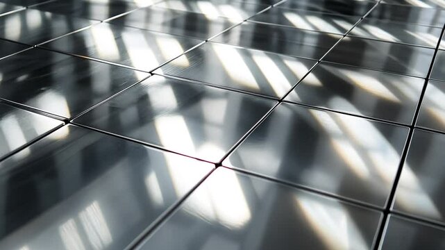 Abstract Silver Tiles Reflecting Light Creating a Geometric Pattern Background