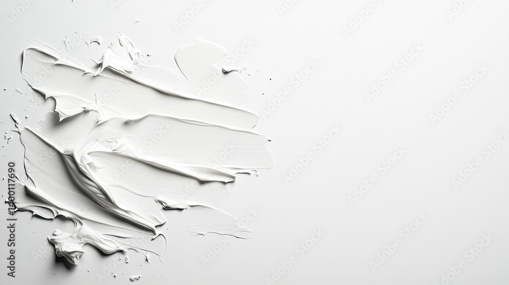 Poster creative art techniques white paint on canvas abstract creation studio environment top view