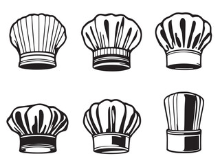 Simple Chef Hat Outline Set