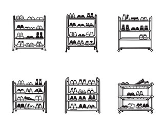 Obraz premium Shoe Rack Line Art Illustration