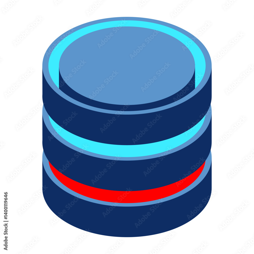 Poster isometric cloud database. cloud computing and file cloud storage. modern technology. isometric techn