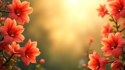 Abstract Floral Pattern Backdrop Featuring Erythrina Variegata Blooms and Warm Bokeh for Digital Art & Wallpaper