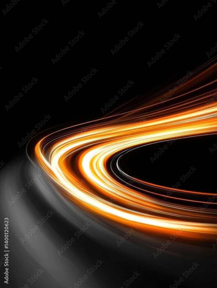 Aufkleber dynamic orange light trails on black background creating a sense of speed and modern technology
