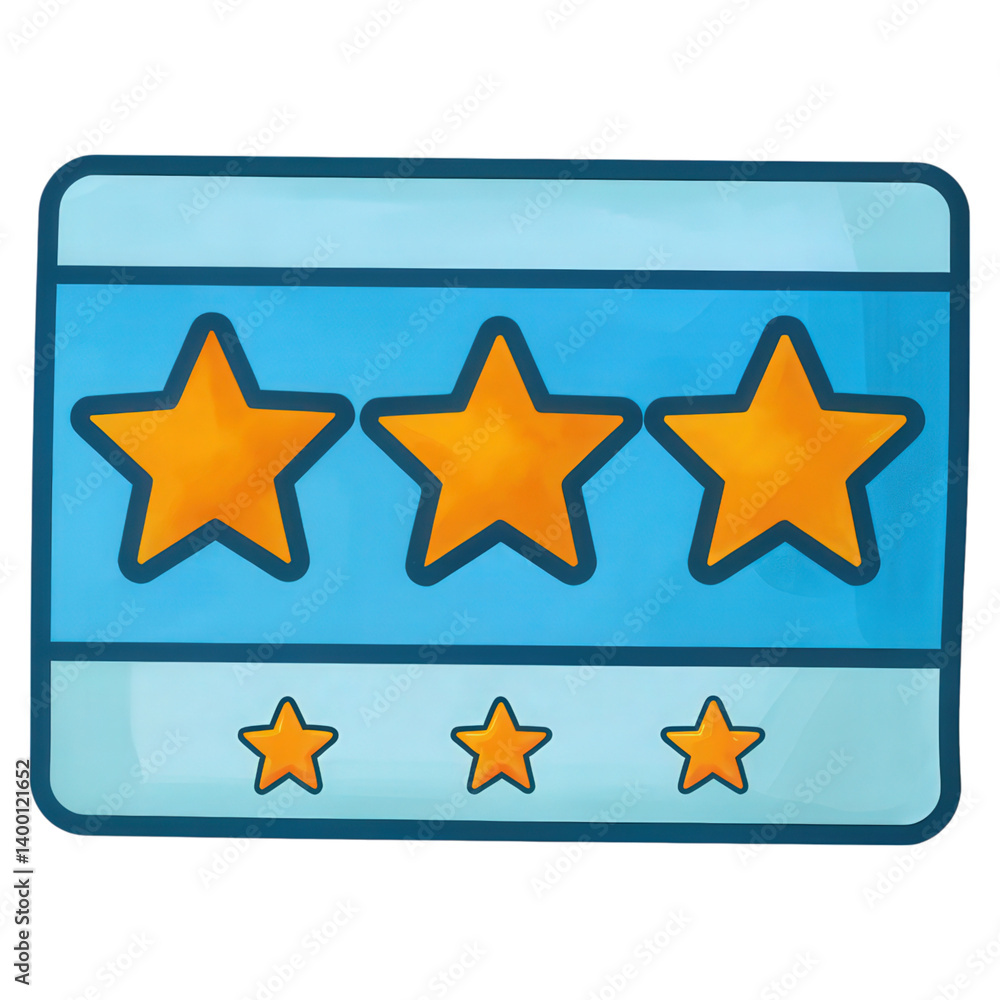Poster star rating system, a vibrant touch slider graphic featuring stars that light up based on the score 