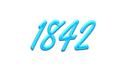 Glowing blue effect of number 1842 on white background.