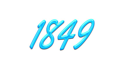 Glowing blue effect of number 1849 on white background.