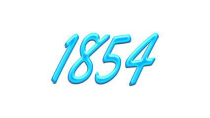 Glowing blue effect of number 1854 on white background.