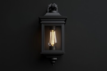 Elegant black wall lantern with warm light