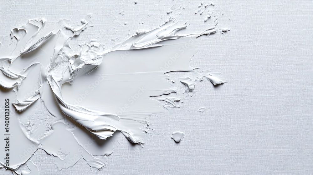 Poster textured white paint stroke on canvas artistic display minimalist design studio environment