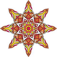 Vector colored mandala with ethnic decorative elements. Patterned Design Element, Coloring book. Vector illustration.