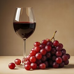 glass of red wine and grapes