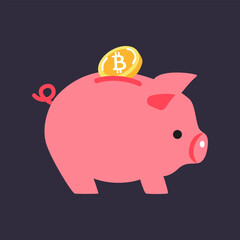 Money and finance concept. Piggy bank with gold coins, safe with money, business analytics. Vector illustration