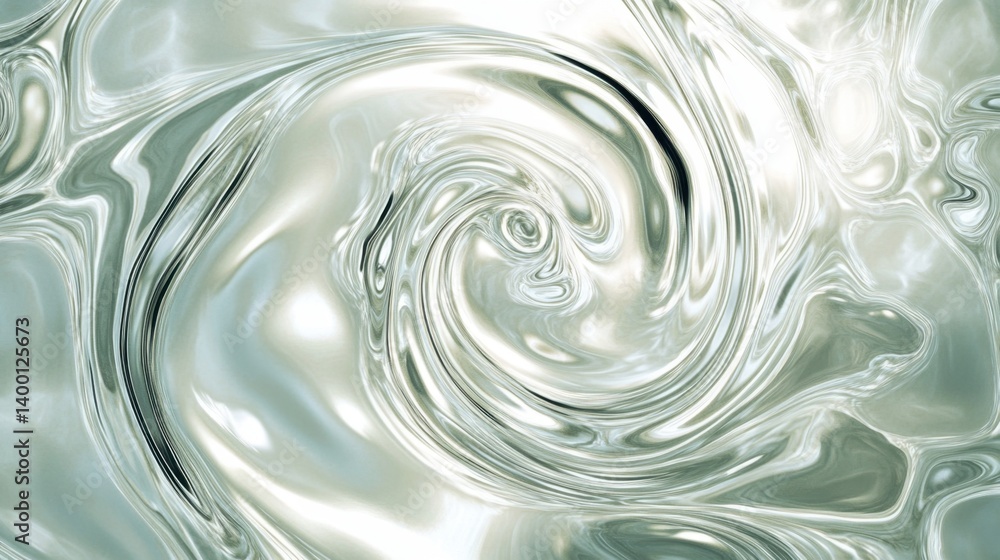 Aufkleber abstract liquid silver swirl with metallic shine and light reflection creating a modern elegant back