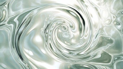 Abstract liquid silver swirl with metallic shine and light reflection creating a modern elegant background for graphic design
