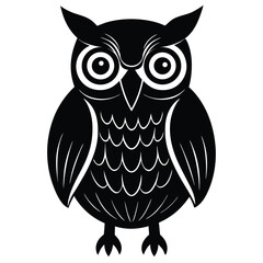 A cute brown owl cartoon with wide eyes perched on a branch, a fun vector illustration of a wise night bird