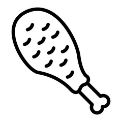 Chicken Drumstick Vector Line Icon Design