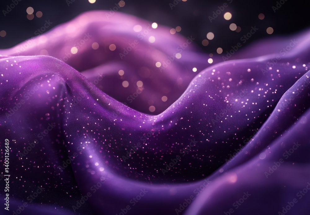 Poster ethereal purple fabric texture with sparkles and soft waves in dreamy atmosphere for abstract backgr