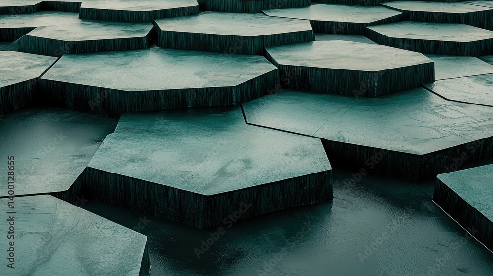 Poster exploring geometric patterns in a modern landscape abstract photography calm environment aerial view